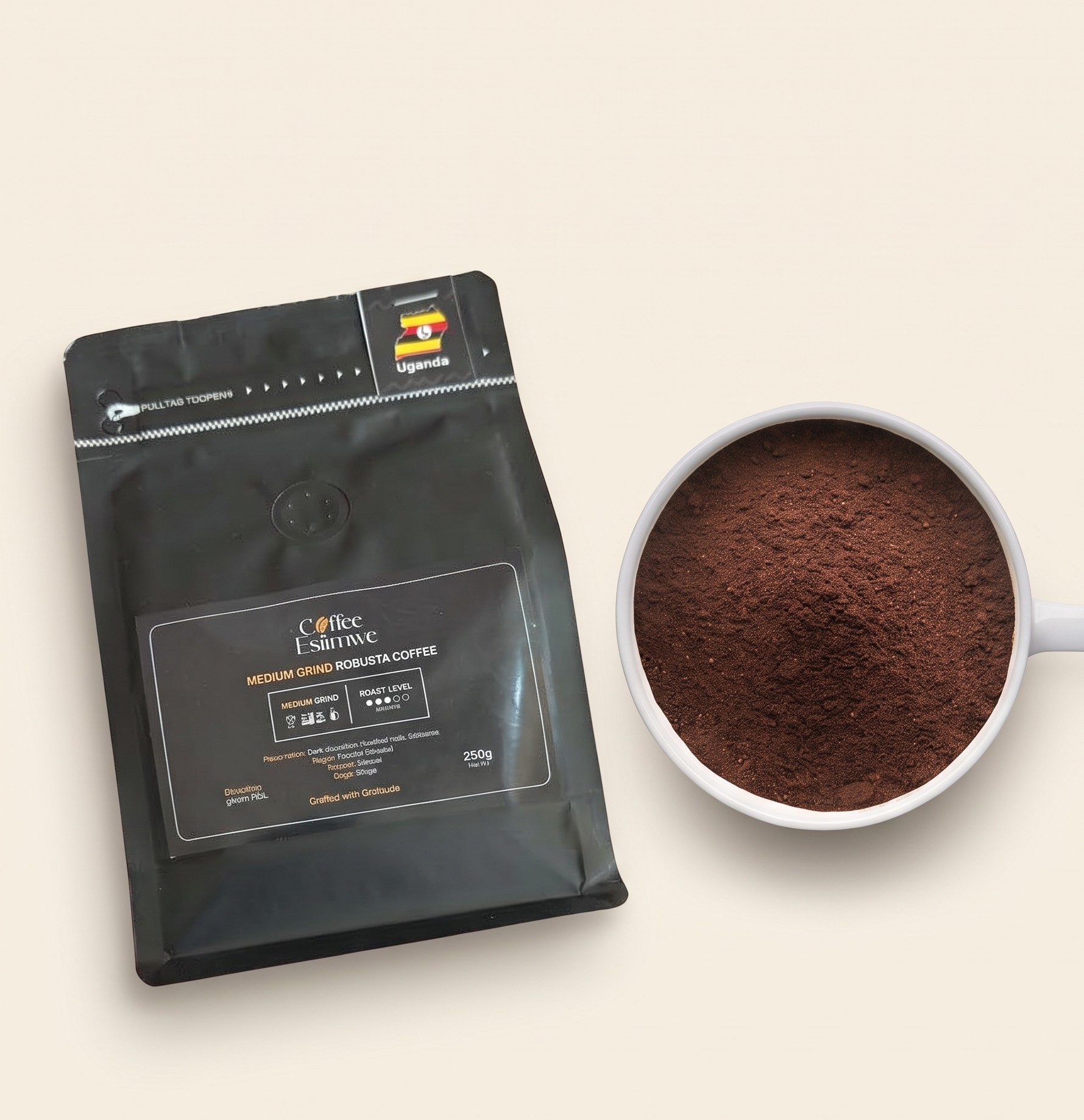 Bag of coffee esiimwe medium ground coffee, 250 grams